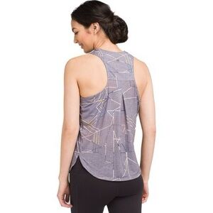Prana Leesha Athletic Lightweight Racer back Gray Geo-Print Tank Wmns LG